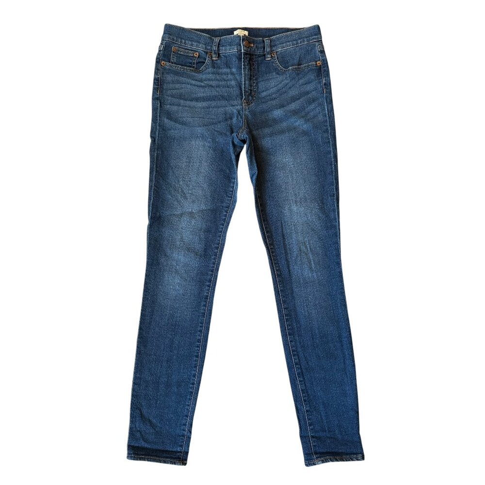 J. Crew 29/8 medium wash stretchy button zip five pocket skinny jeans